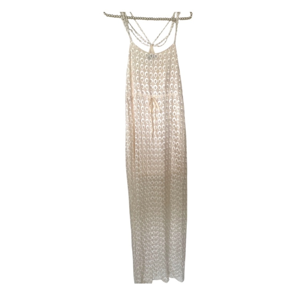 For Love And Lemons lace Cream midi length  neutral Sundress 100%silk